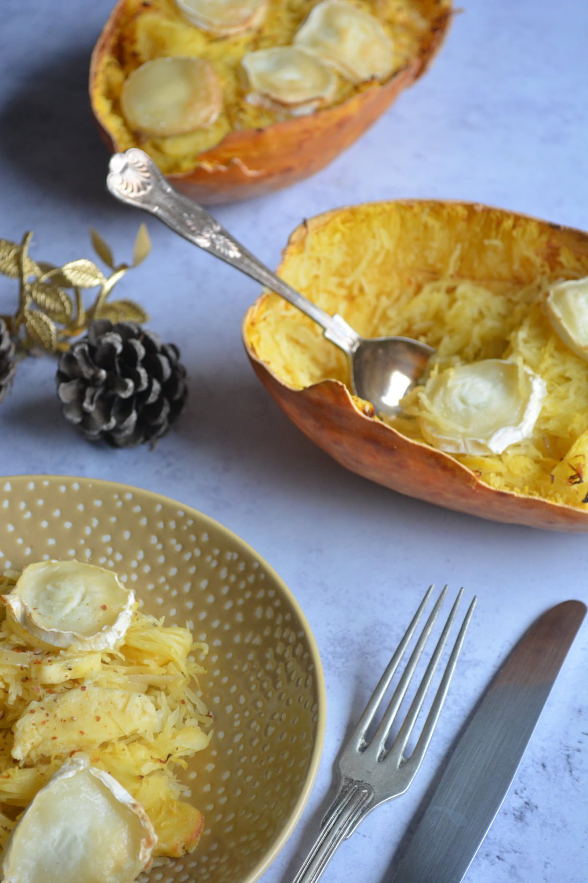 Courge spaghetti au chèvre